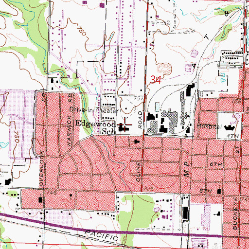 Topographic Map of Edgewood Elementary School (historical), KS