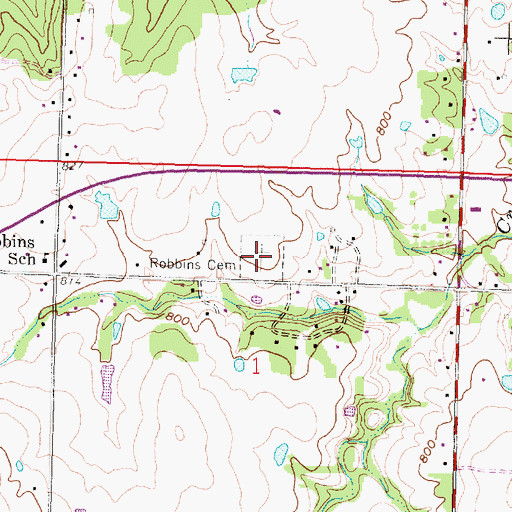 Topographic Map of Robbins Cemetery, KS