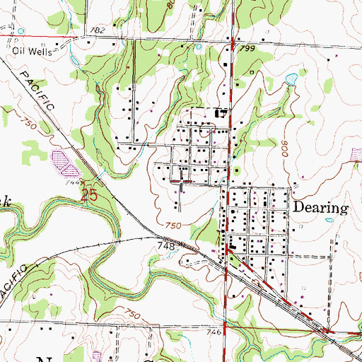 Topographic Map of Dearing, KS