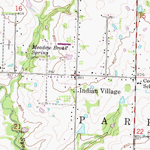 Topographic Map of Indian Village, KS