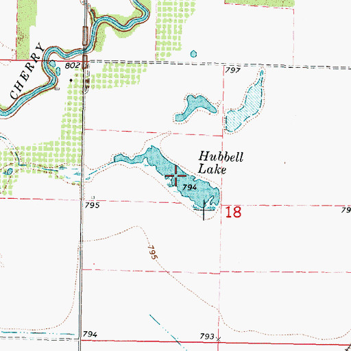 Topographic Map of Hubbell Lake, KS