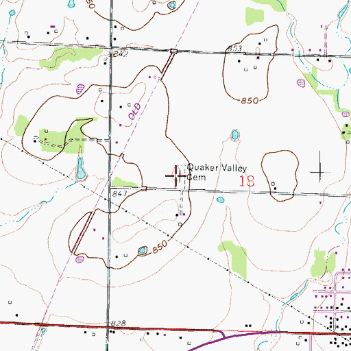 Topographic Map of Quaker Valley Cemetery, KS