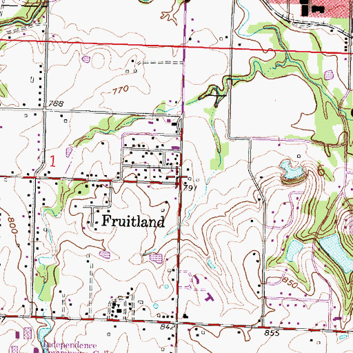 Topographic Map of Fruitland, KS