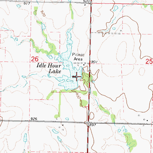 Topographic Map of Idle Hour Lake, KS