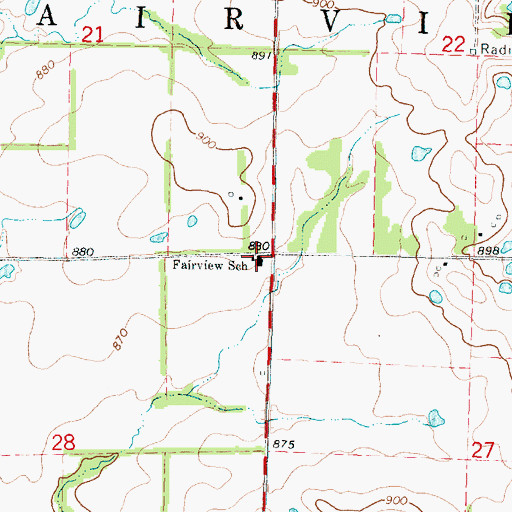 Topographic Map of Fairview Elementary School, KS
