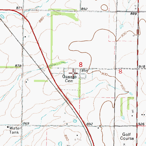 Topographic Map of Oswego Cemetery, KS