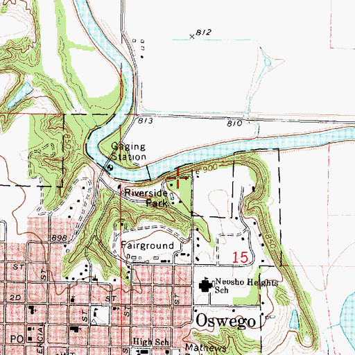 Topographic Map of Riverside Park, KS