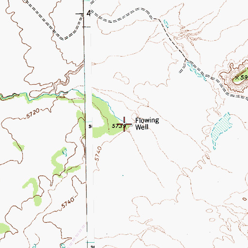 Topographic Map of Flowing Well, AZ