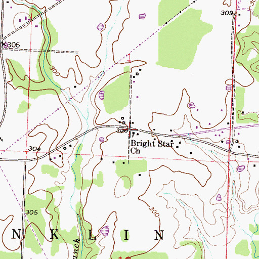 Topographic Map of Bright Star Church, AR