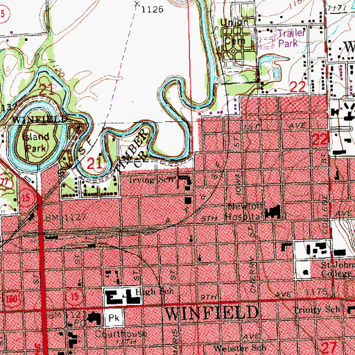 Topographic Map of Irving Elementary School, KS