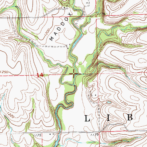 Topographic Map of Harper Creek, KS