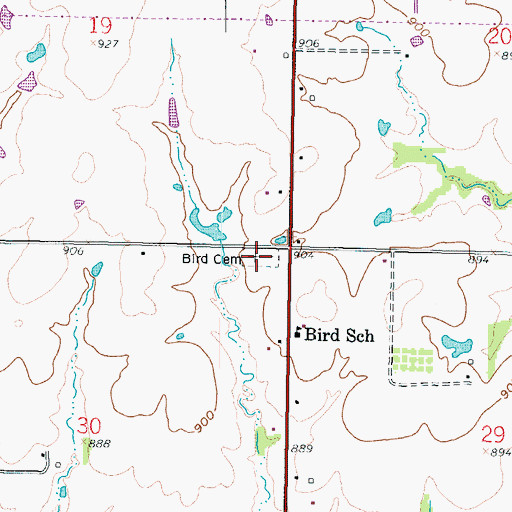 Topographic Map of Bird Cemetery, KS