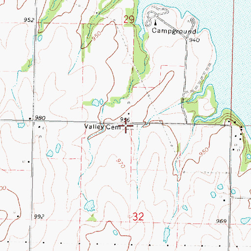 Topographic Map of Valley Cemetery, KS