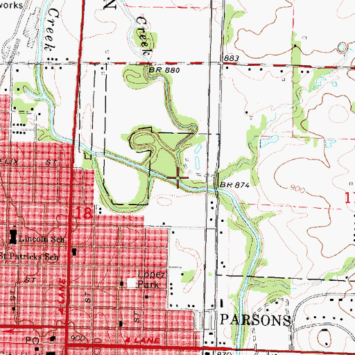 Topographic Map of Tolen Creek, KS