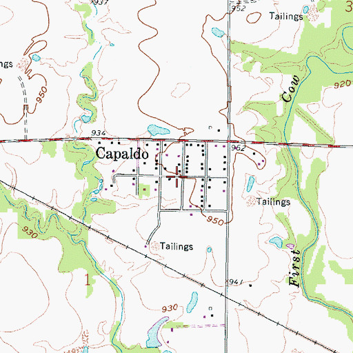 Topographic Map of Capaldo, KS