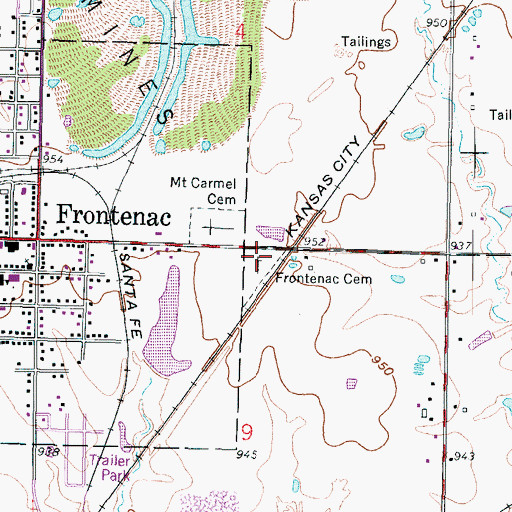 Topographic Map of Frontenac Cemetery, KS