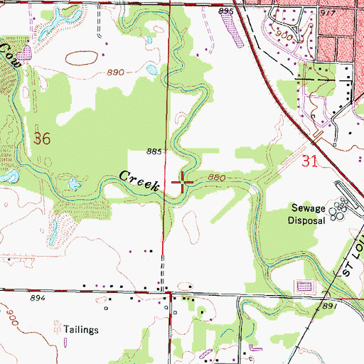 Topographic Map of Second Cow Creek, KS