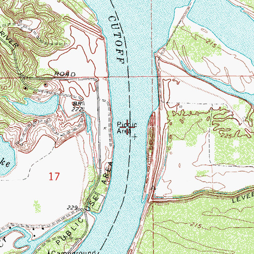 Topographic Map of Brodie Bend Cutoff, AR