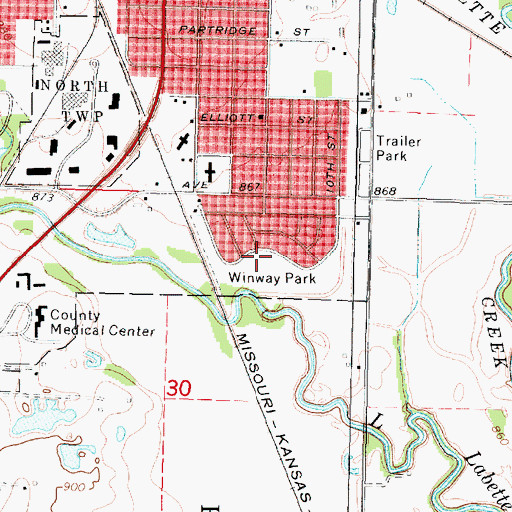 Topographic Map of Winway Park, KS