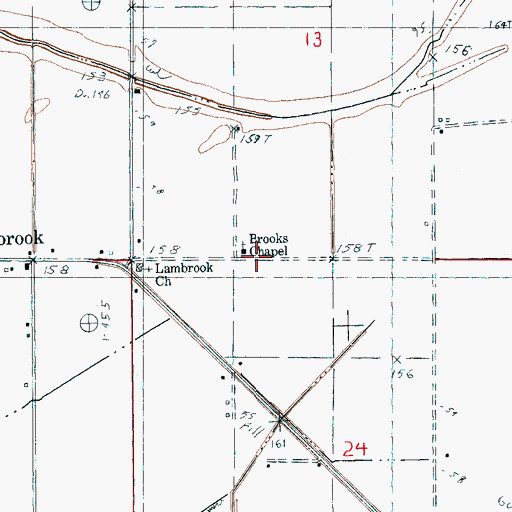 Topographic Map of Brooks Chapel, AR