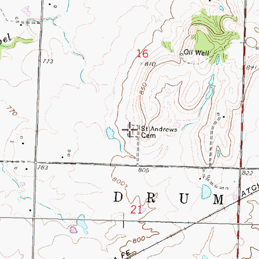 Topographic Map of Saint Andrew's Cemetery, KS