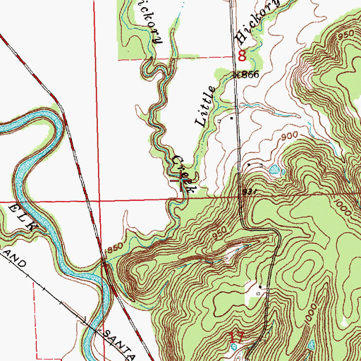 Topographic Map of Little Hickory Creek, KS