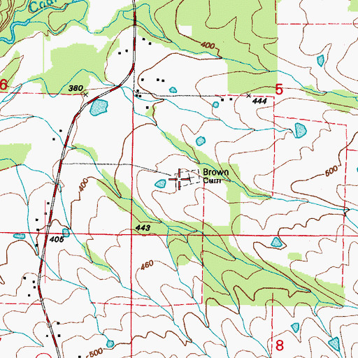 Topographic Map of Brown Cemetery, AR