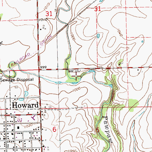 Topographic Map of Snake Creek, KS