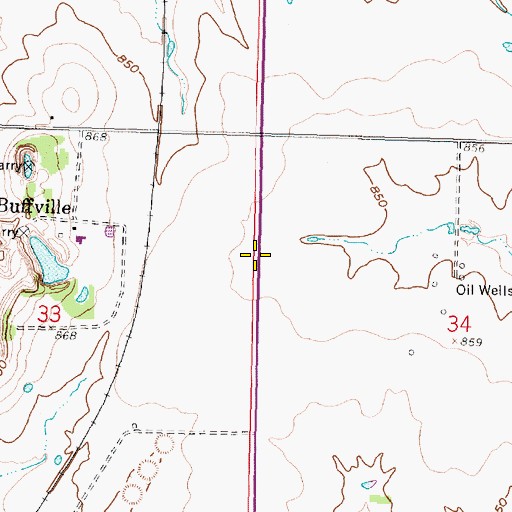 Topographic Map of Buff Mound, KS