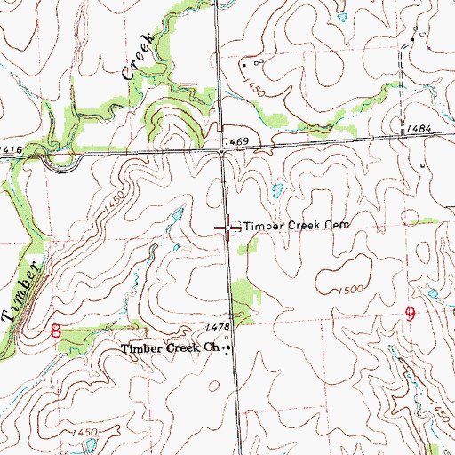 Topographic Map of Timber Creek Cemetery, KS