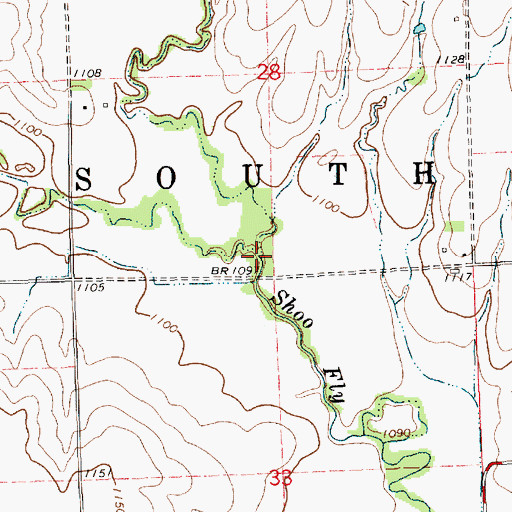 Topographic Map of Middle Shoo Fly Creek, KS