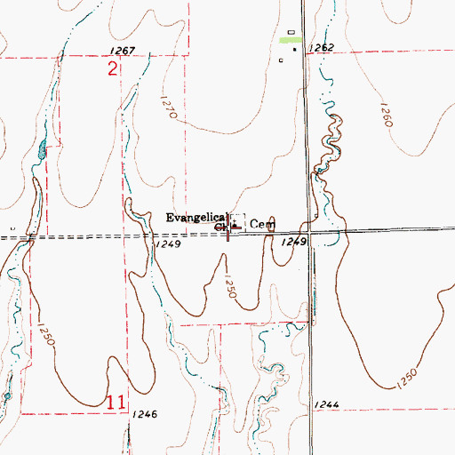 Topographic Map of Evangelical Church, KS