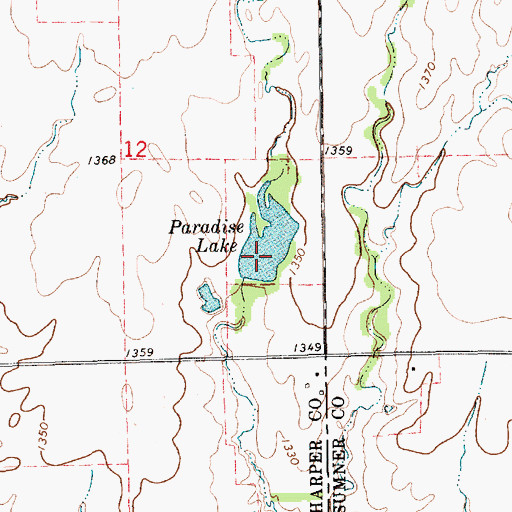 Topographic Map of Paradise Lake, KS