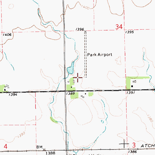 Topographic Map of Bob Park Airport, KS