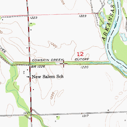 Topographic Map of Cowskin Creek Cutoff, KS
