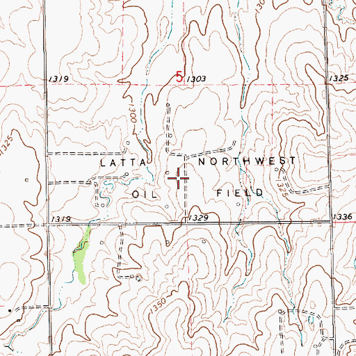 Topographic Map of Latta Northwest Oil Field, KS