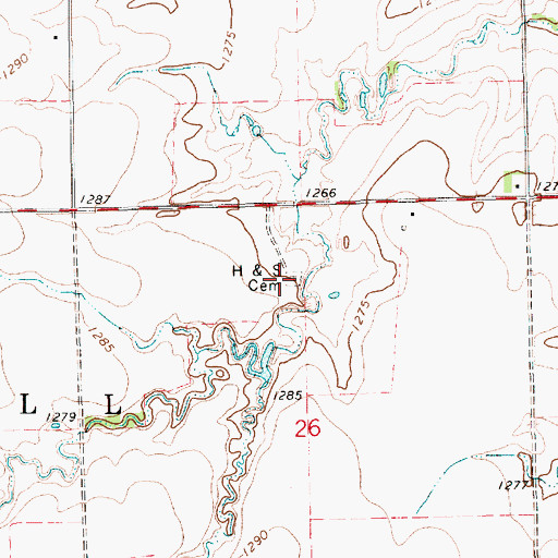 Topographic Map of H and S Cemetery, KS