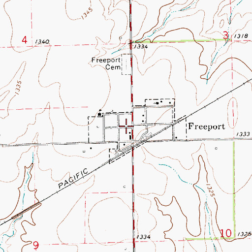 Topographic Map of Freeport, KS