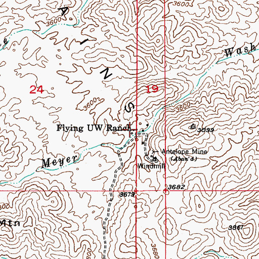 Topographic Map of Flying UW Ranch, AZ