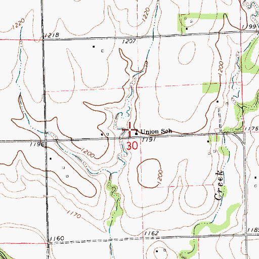 Topographic Map of Union School (historical), KS