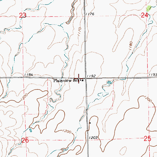 Topographic Map of Plainview School, KS