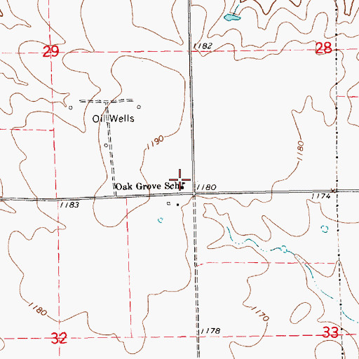 Topographic Map of Oak Grove School, KS