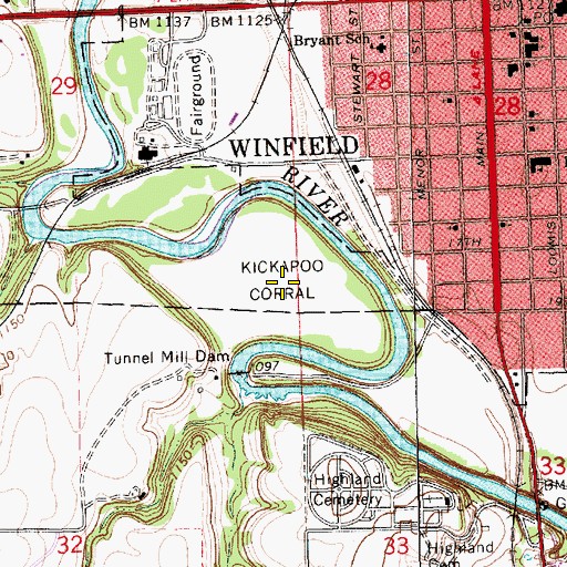 Topographic Map of Kickapoo Corral, KS