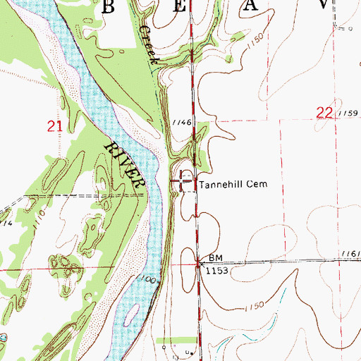 Topographic Map of Tannehill Cemetery, KS