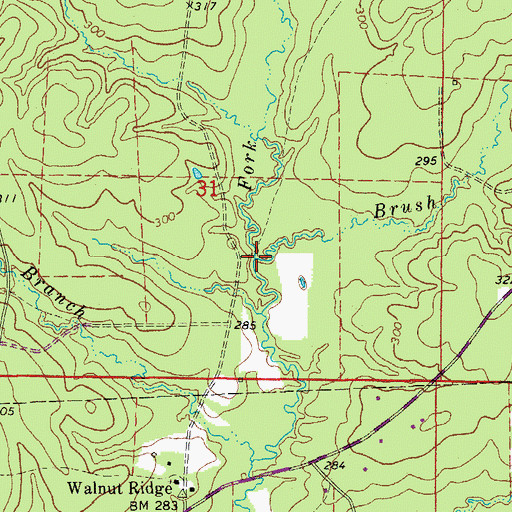Topographic Map of Brush Creek, AR