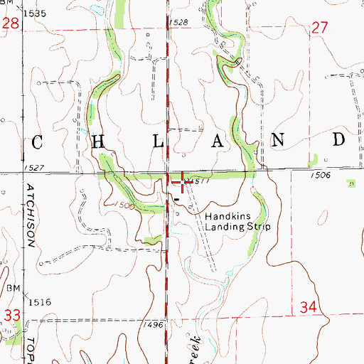 Topographic Map of Handkins Landing Strip (historical), KS