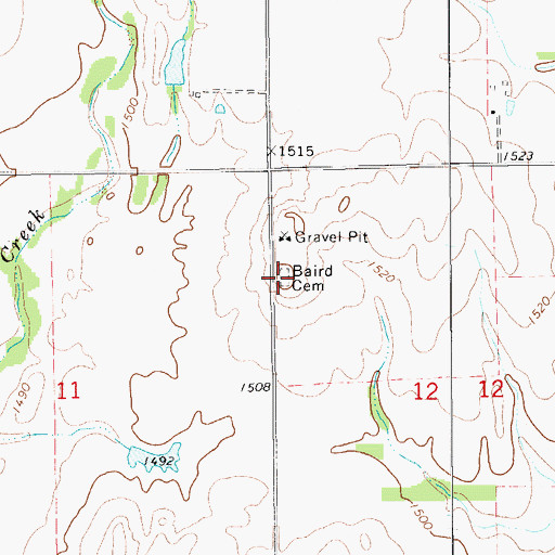 Topographic Map of Baird Cemetery, KS