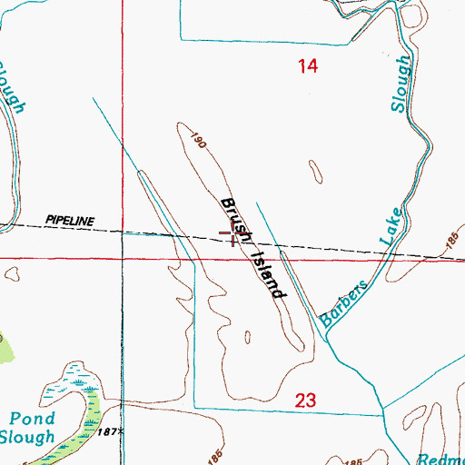 Topographic Map of Brush Island, AR