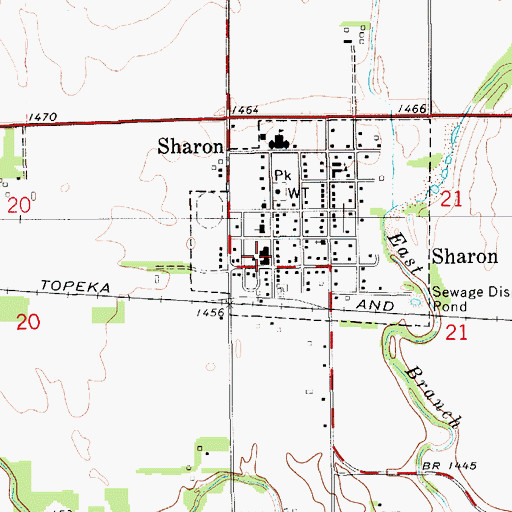 Topographic Map of Sharon, KS
