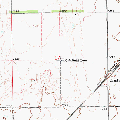 Topographic Map of Crisfield Cemetery, KS